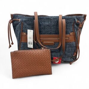 Stylish Blue and Brown Women's Tote Bag